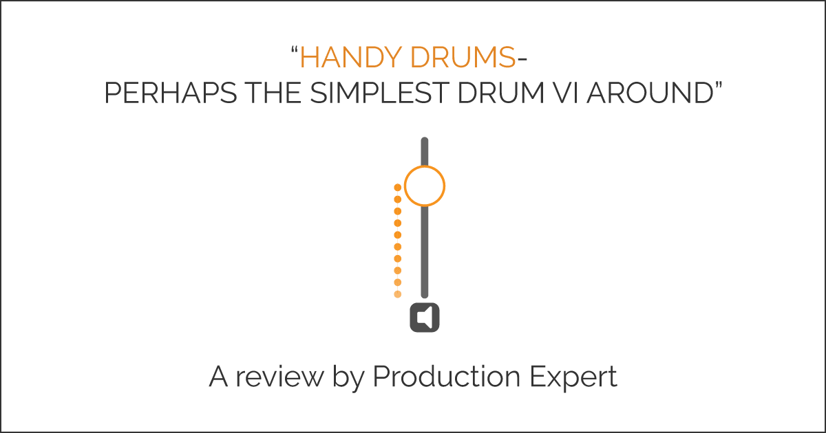Poster for blog post- Production Expert review of Handy Drums