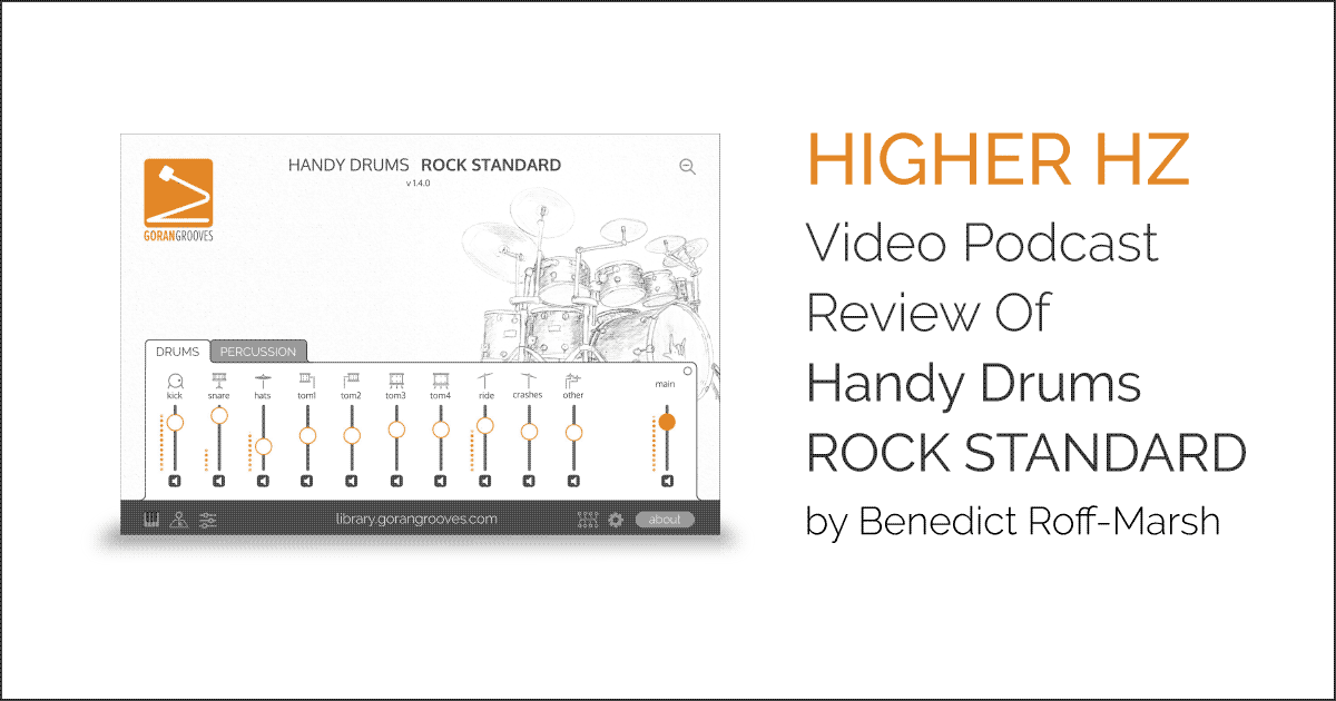 Poster of video podcast review of Handy Drums Rock Standard by Benedict for Higher HZ
